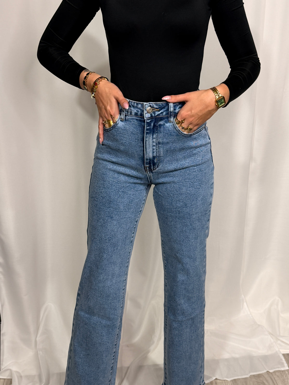 Jean Taille Haute Wide Leg Stretch