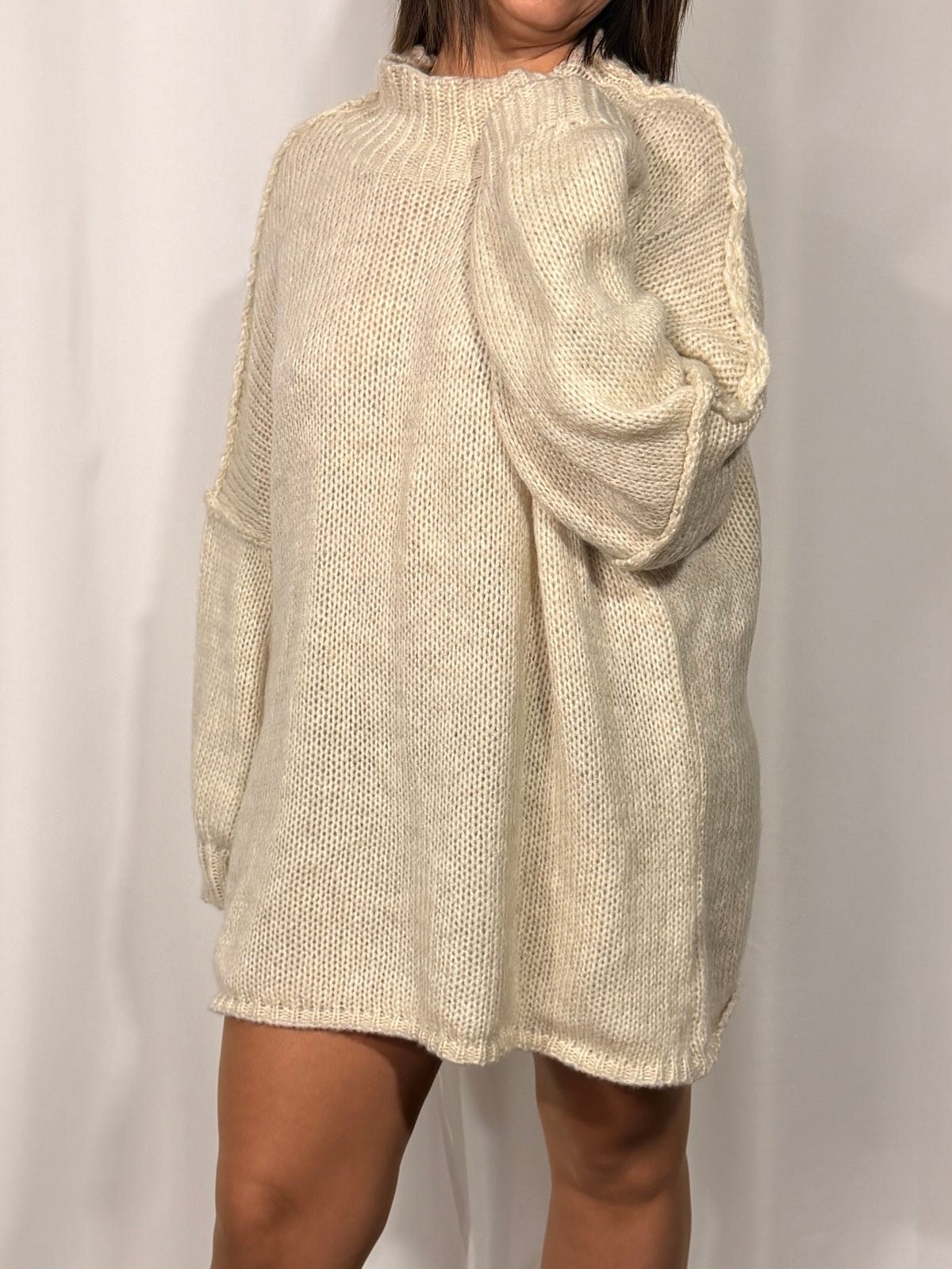 Pull à col montant avec manches bouffantes