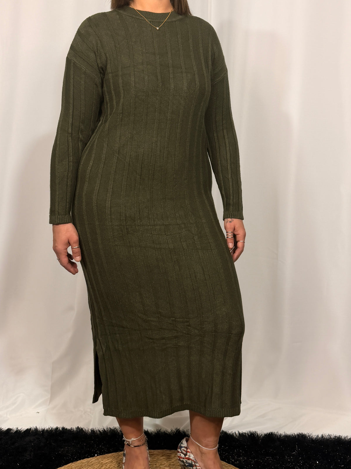 Robe pull doux cottelé moulante