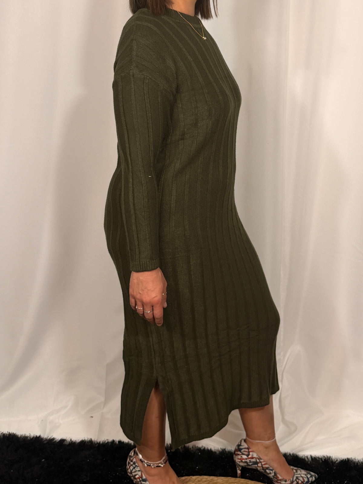 Robe pull doux cottelé moulante
