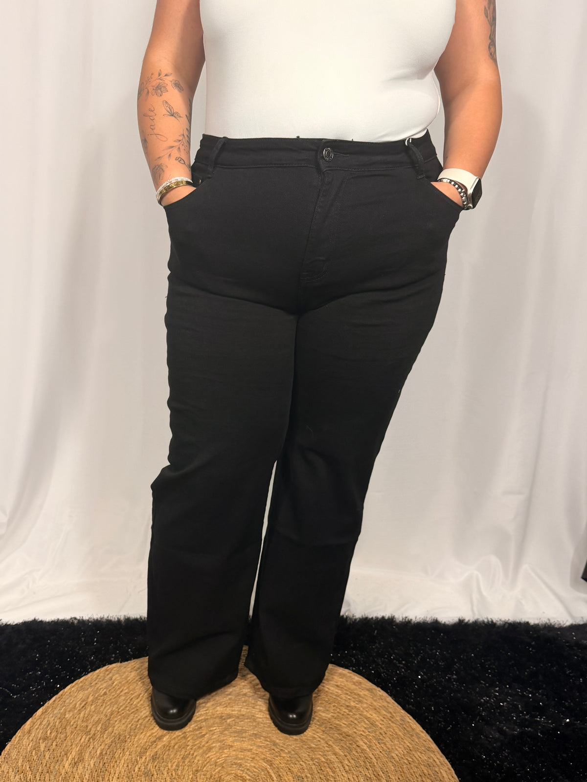 Jean wide leg noir