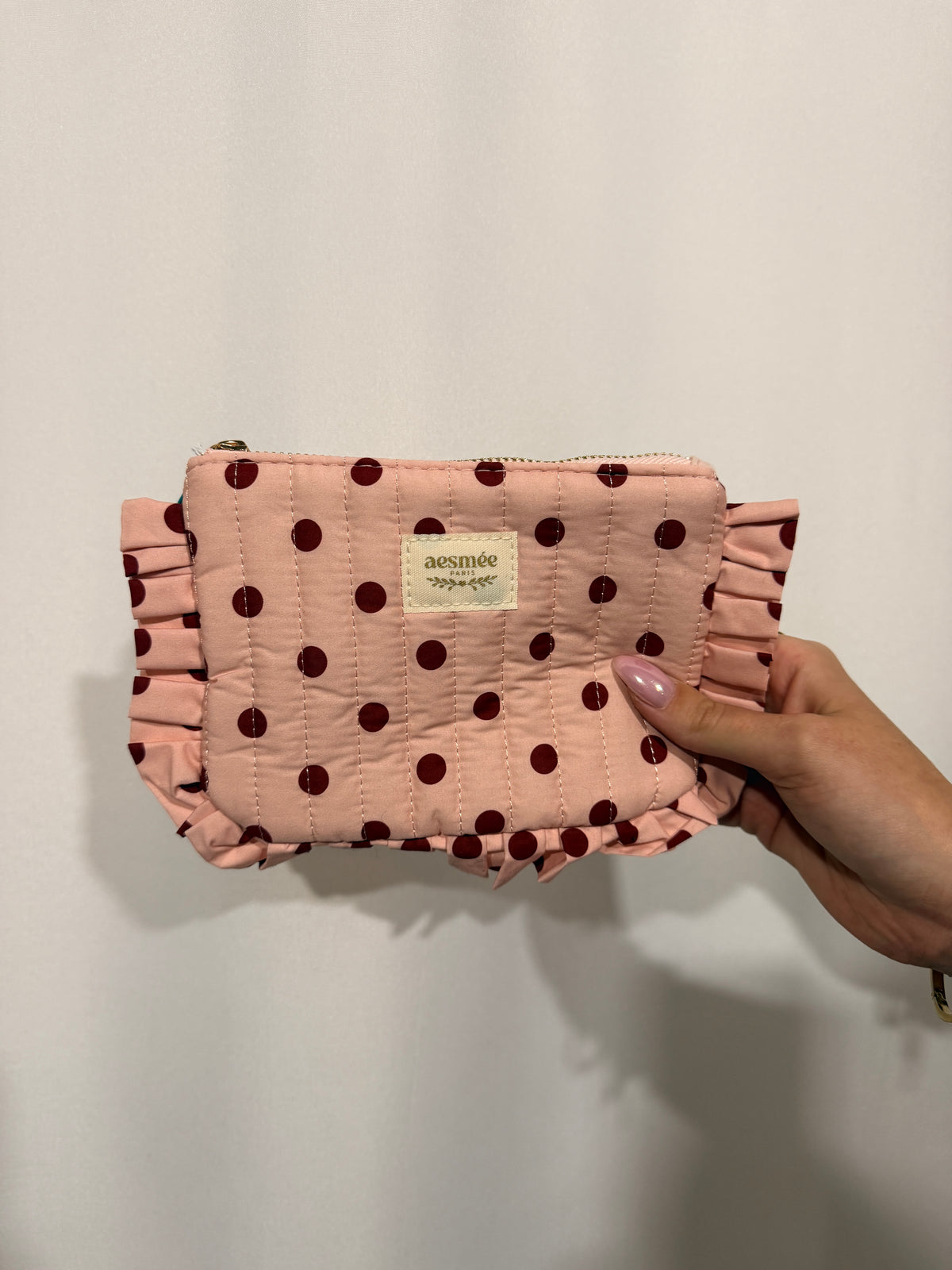 Pochette matelassé a pois et volants